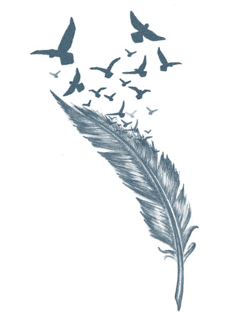 Feather and Birds temporary tattoo – Tattooed Now !